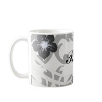 large white and black bold damask mugs