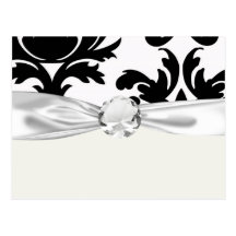 large white and black bold damask post card