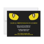 Large yellow cat eyes stare black Halloween party Invitation