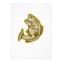 Largemouth Bass Fish Jumping Retro Personalized Announcement
