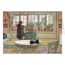 Larsson: Flowers on the Windowsill Greeting Cards