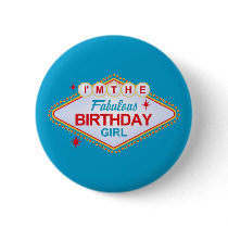Las Vegas Birthday Girl Pinback Button