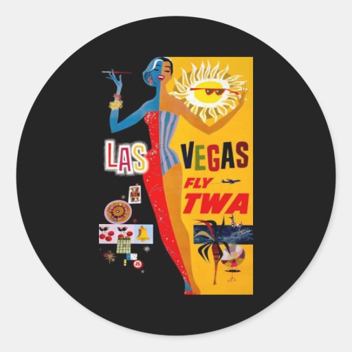 Las Vegas Fly TWA Round Stickers