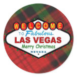 Las Vegas Merry Christmas Plaid Sticker
