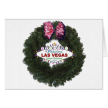 Las Vegas Merry Christmas Wreath Card