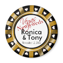 Las Vegas Newlyweds Casino Chip Magnet Favour