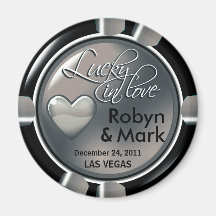 Las Vegas Newlyweds Casino Chip Magnet Favour