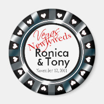 Las Vegas Newlyweds Casino Chip Magnet Favour