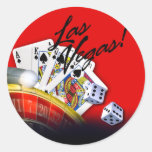 Las Vegas Roulette Cards and Dice | red Round Stickers