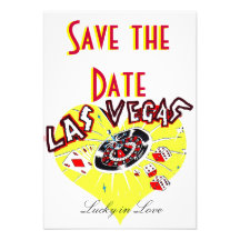 Las Vegas Save the Date Heart Custom Invites