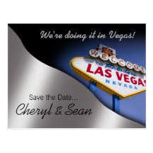 Las Vegas Save The Date (metallic silver) Post Card