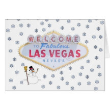 Las Vegas Snowman Christmas Card