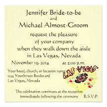 Las Vegas Wedding Pastel Yellow Heart Custom Invitation