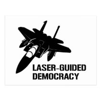 Laser-Guided Democracy / Peace through Firepower postcards