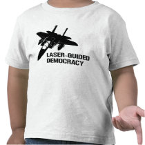 Laser-Guided Democracy / Peace through Firepower t-shirts