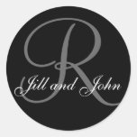 Last Name Initial R plus First Names Black Sticker