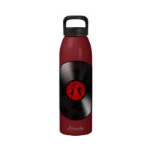 Last Night The DJ Saved My Life Vinyl Record Black Reusable Water Bottle