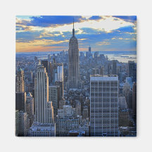 Late afternoon NYC Skyline as sunset approaches Refrigerator Magnet