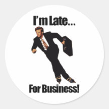 Late For Business Rollerblade Skater Meme Round Stickers
