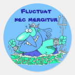 Latin: Fluctuat nec mergitur Round Stickers