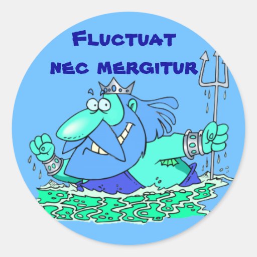 Latin: Fluctuat nec mergitur Round Stickers