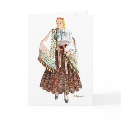 Latvian Traditional costume card by ellissulcs