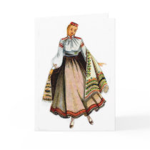 Latvian traditional costume greeting card