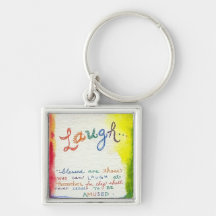 Laugh Colourful Watercolor Painting Key Chain