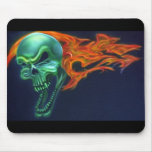 Laughing Green Flaming Skull Mousepad