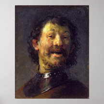 Laughing man in gorget by Rembrandt van Rijn Poster