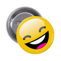 LAUGHING SMILEY FACE PINBACK BUTTON