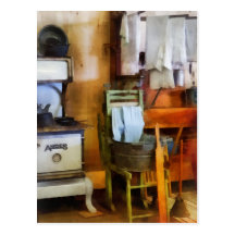 Laundry Drying in Kitchen Post Card