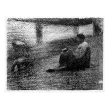 Laundry on the line by Georges Seurat Post Cards