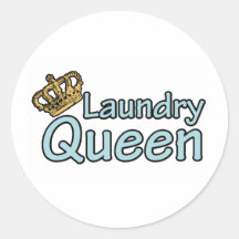 Laundry Queen with Crown Round Stickers