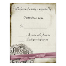 Laura Lace Pink Vintage Response Card Custom Invite
