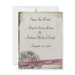 Laura Lace Pink Vintage Save the Date invitations