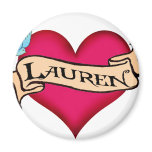 Lauren - Custom Heart Tattoo T-shirts & Gifts magnets