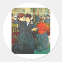 Lautrec at the moulin rouge two women waltzing round stickers
