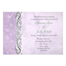Lavender and Green Spring Floral Wedding Reception Custom Announcement