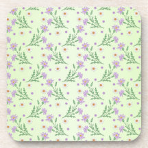 Lavender and Pale Green Floral Pattern Coasters