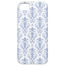 Lavender Blue Damask iPhone 5 Case
