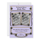 Lavender Buttons & Brackets Birth Announcement invitations