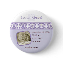 Lavender Delight Birth Announcement Button