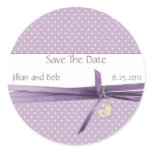 Lavender Dotted Swiss Save The Date Sticker