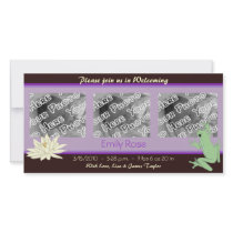 Lavender Frog and Lotus Birth Announcements