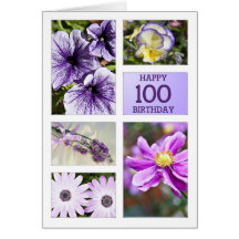Lavender hues floral 100th birthday card