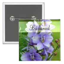 Lavender Larkspur Wedding Pinback Button