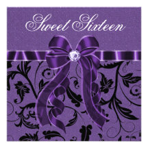 Lavender Purple Glitter Sweet Sixteen Birthday Personalised Invite
