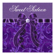 Lavender Purple Glitter Sweet Sixteen Birthday Invite