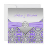 Lavender Purple Lace Diamond Ribbon Wedding invitations